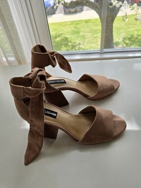 Lord & Taylor Dusty Rose Tie-Ankle Block Heel Sandals